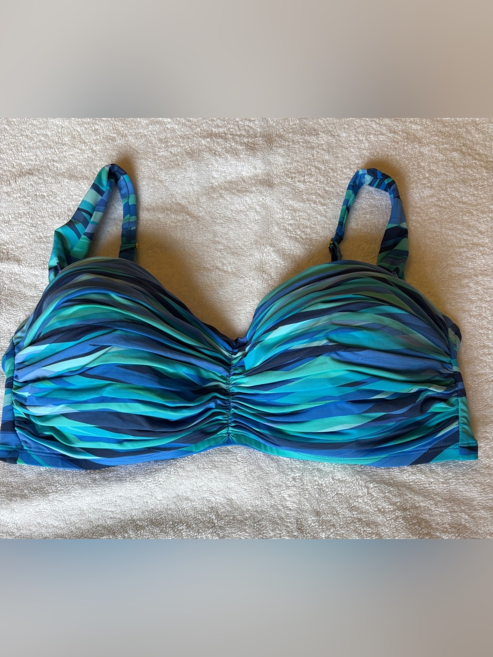 Bleu Rod Beattie - Women’s Blue and Teal Twist Front Bikini Top - 38D